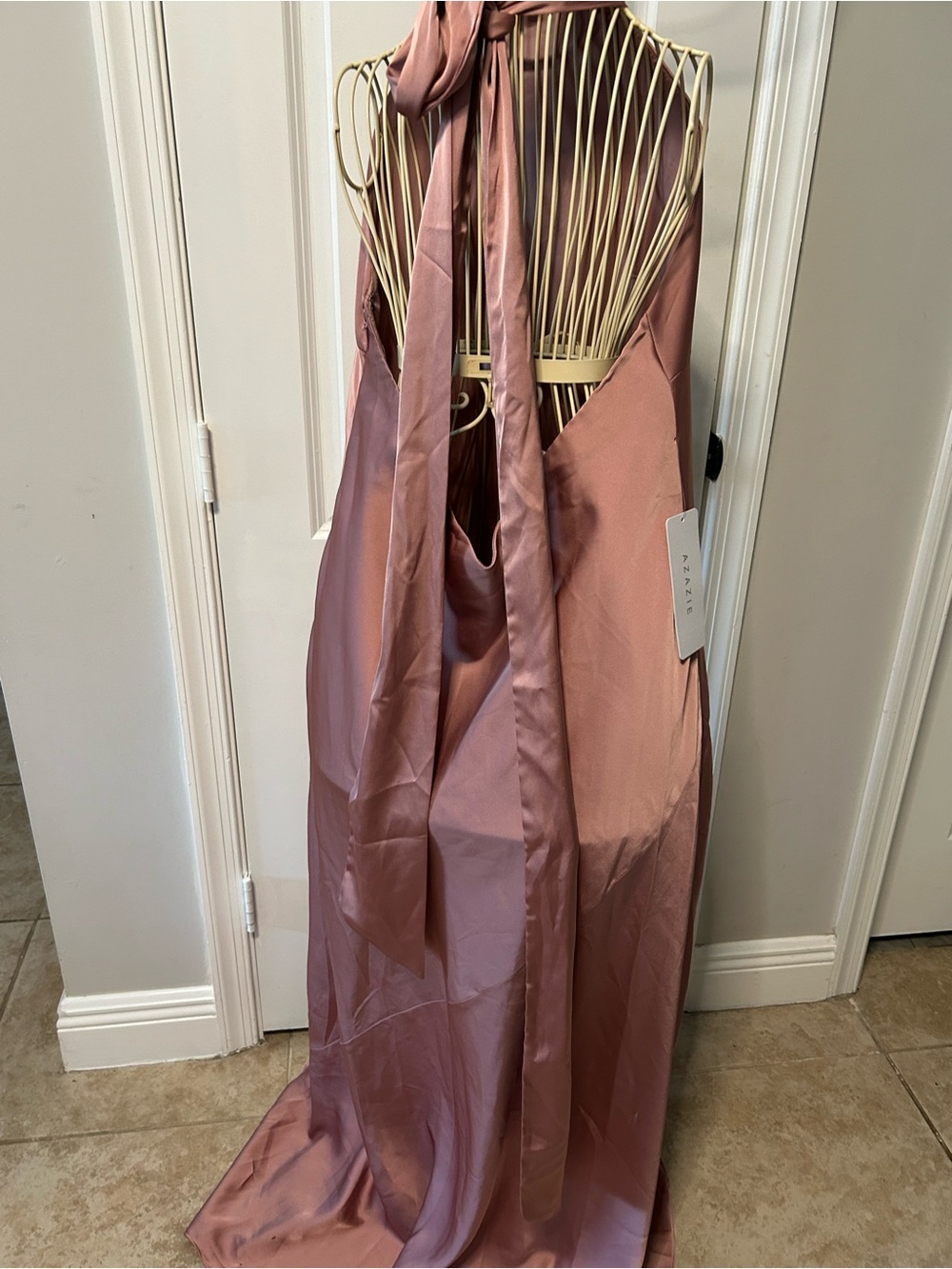 Silky Rose Gold Home Accent Drapery Panel with Tie -